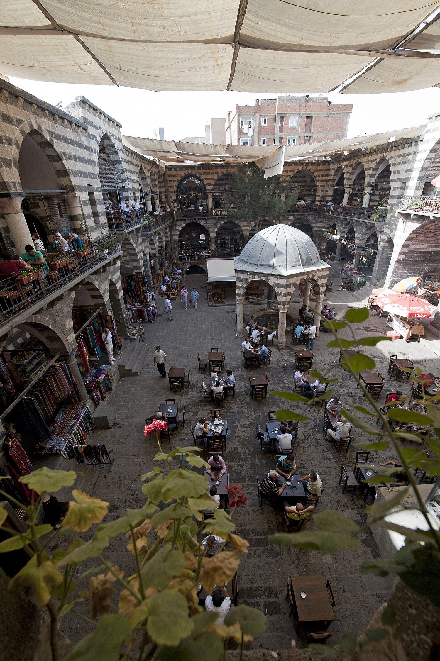 The arcaded courtyard cafe of Hasan Pasa Hani